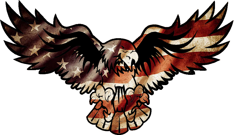 eagle logo imposed with  American flag