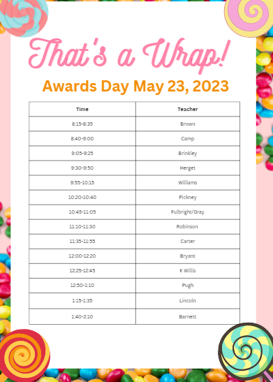 Awards Day Schedule 2023 