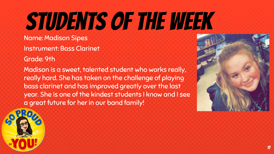 Band Student of the Week: Madison Sipes