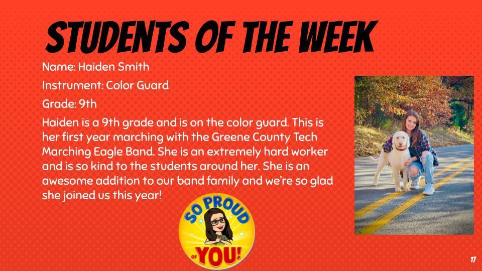 Band Student of the Week: H. Smith