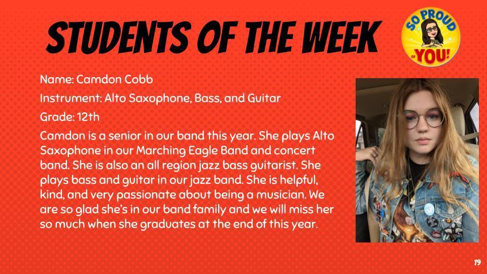 Band Student of the Week: C. Cobb