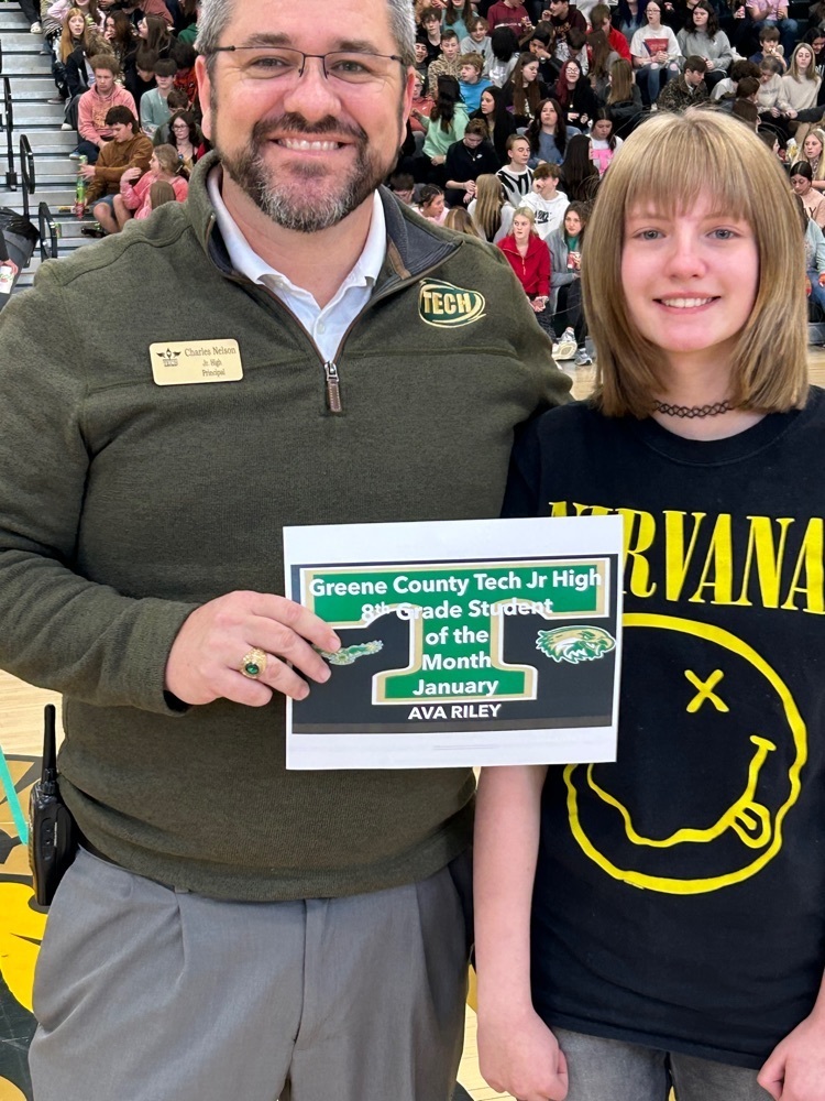 Congrqts to Ava Riley, GCTJHS 8th Grade student of the month! 
