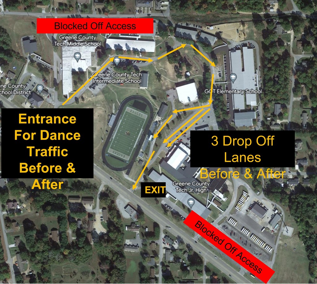 Jr High Dance Traffic Flow for Friday, March 10th.